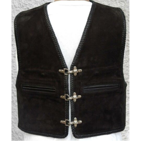 Cha Cha KAI Leather Waistcoat Nubuck Leather with Piping Pockets