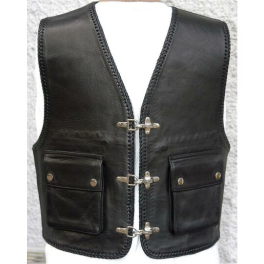 Cha Cha Kutte KAI Leather vest smooth leather outside pockets 54