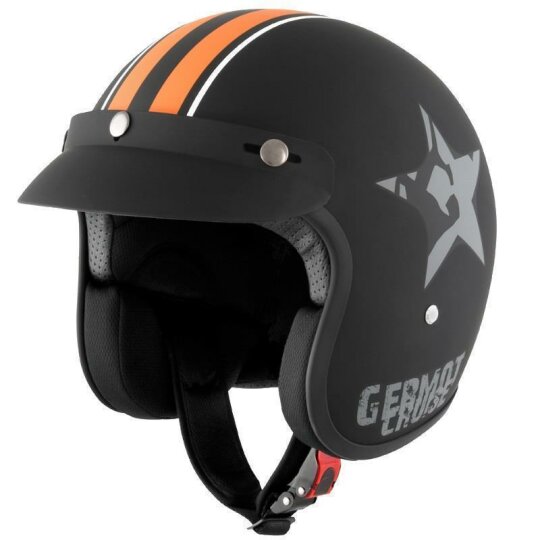 Germot GM 77 Star Jet helmet matt black / orange 2XL