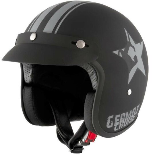 Germot GM 77 Star casco a getto nero-opaco/grigio, XS