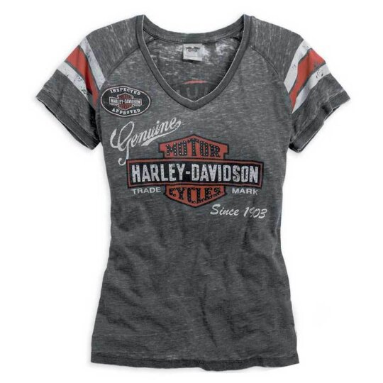 Harley Davidson Genuine Oil Can Burnout T-Shirt Ladies