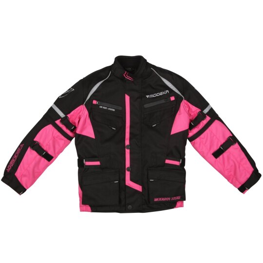 Modeka Tourex II giacca in tessuto nero / rosa Kids 140