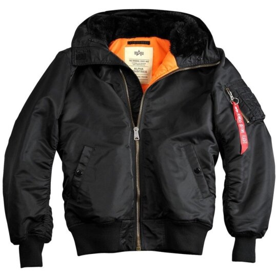 Chaqueta de bombardero Alpha Industries MA-1 Hooded negro M