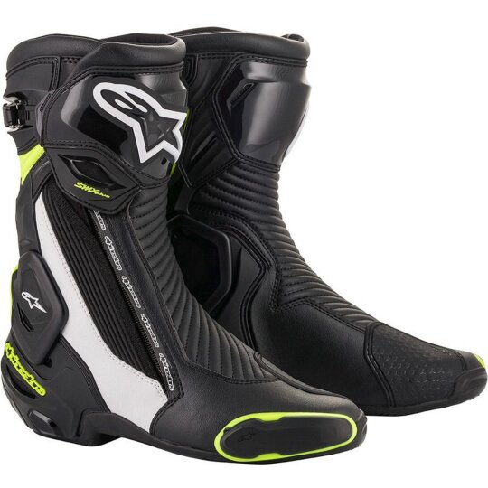 Alpinestars SMX Plus v2 motorcycle boots black / white / fluo-yellow 42