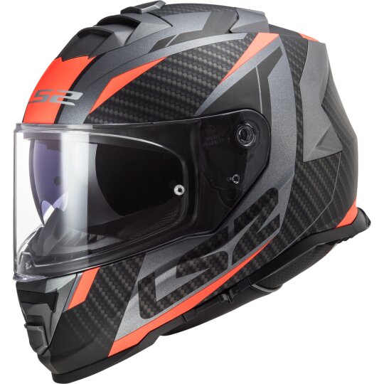LS2 FF800 Storm casco integrale Racer titanio opaco / arancione fluo XS