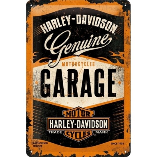Signe en métal Harley Davidson Garage 20 x 30 cm