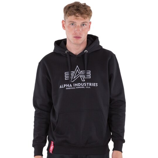 Alpha Industries Basic Hoody Embroidery black / white M