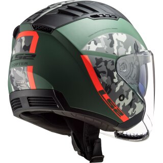 LS2 OF600 Copter Jet Helmet Crispy verde militare / arancione M