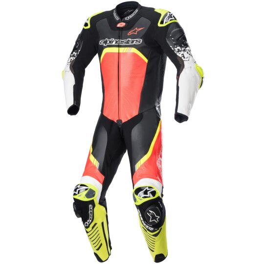 Alpinestars GP Tech V4 1 Piece Leather Suit Tech Air nero / rosso-fluo / giallo-fluo