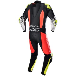 Alpinestars GP Tech V4 1 Piece Leather Suit Tech Air nero / rosso-fluo / giallo-fluo 52
