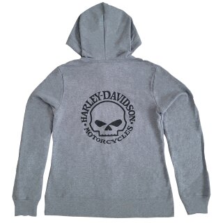 HD Special Skull Zip Front Hoodie Damen grau XL