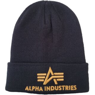 Alpha Industries 3D Beanie black / yellow gold