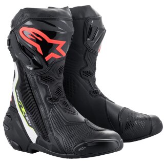 Alpinestars Supertech-R Motorradstiefel schwarz / weiss / rot-fluo /gelb-fluo 44