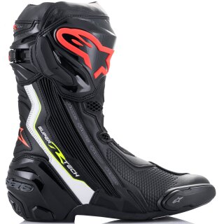 Alpinestars Supertech-R Motorcycle Boots black / white / red-fluo / yellow-fluo 44