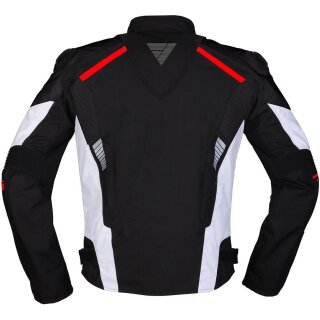 Modeka Lineos Textiljacke schwarz / weiß / rot L