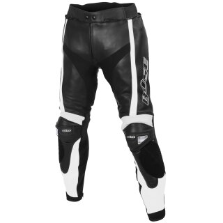 B&uuml;se Track leather pants black / white men