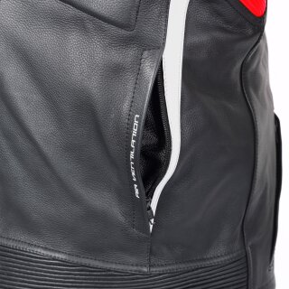 Büse Track leather suit black / neon red men 56