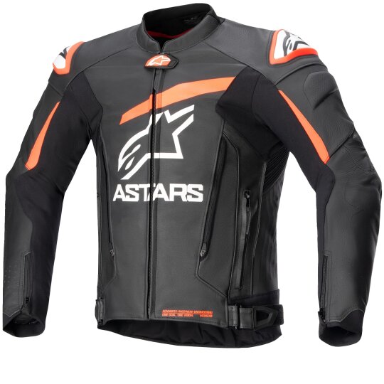 Alpinestars GP Plus V4 Giacca di pelle uomo nero / rosso fluo / bianco