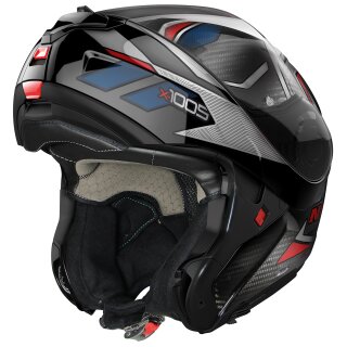 Nolan X-1005 Ultra Carbon Sandglass N-Com negro / azul / rojo casco abatible XL